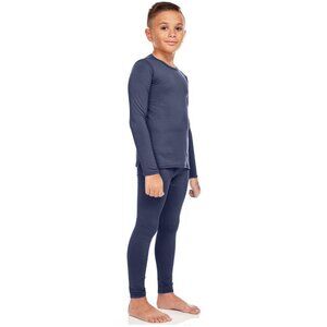 Kids Thermal 2-pc Underwear Set, Microfiber Fleece, Navy